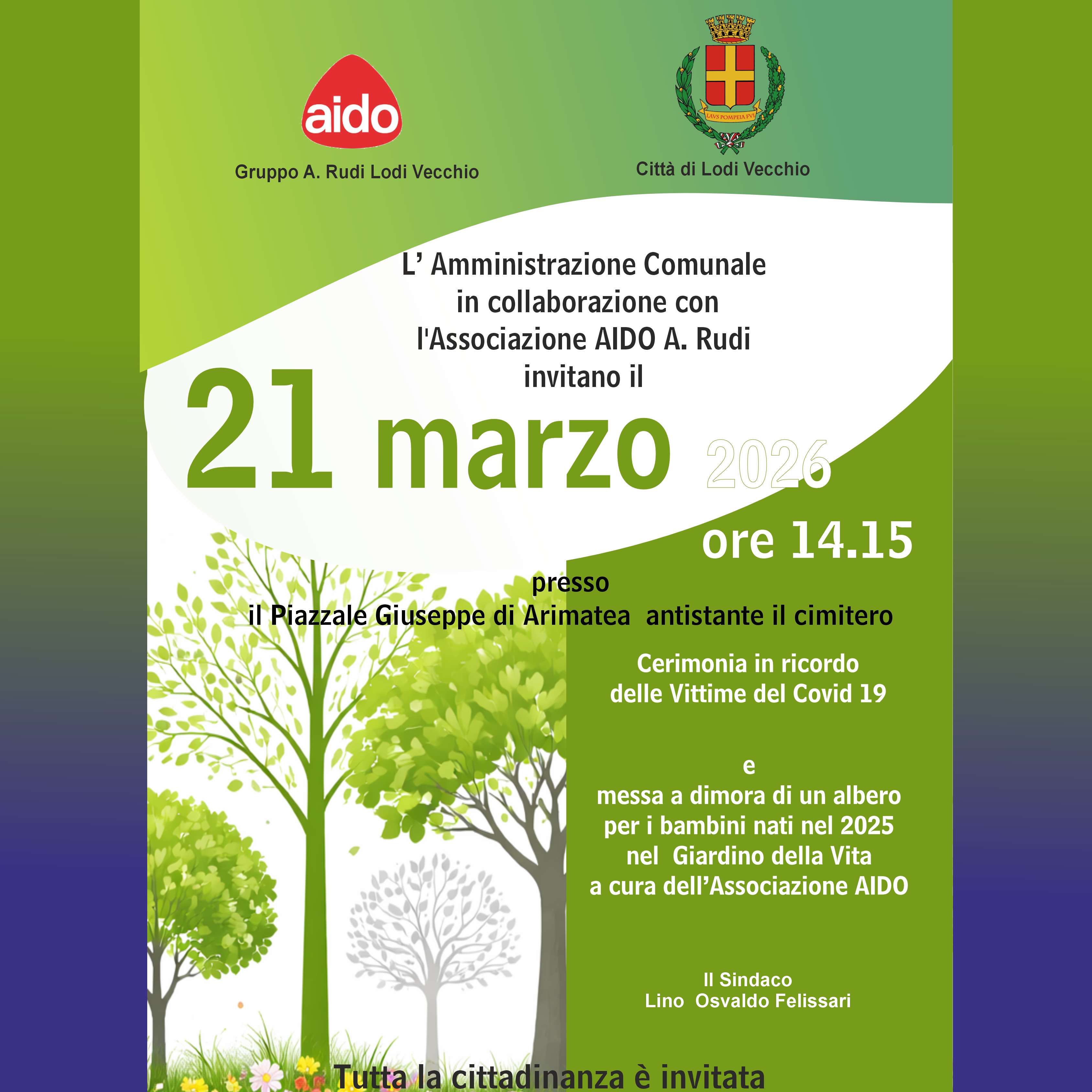 Cerimonia in ricordo delle vittime di covid