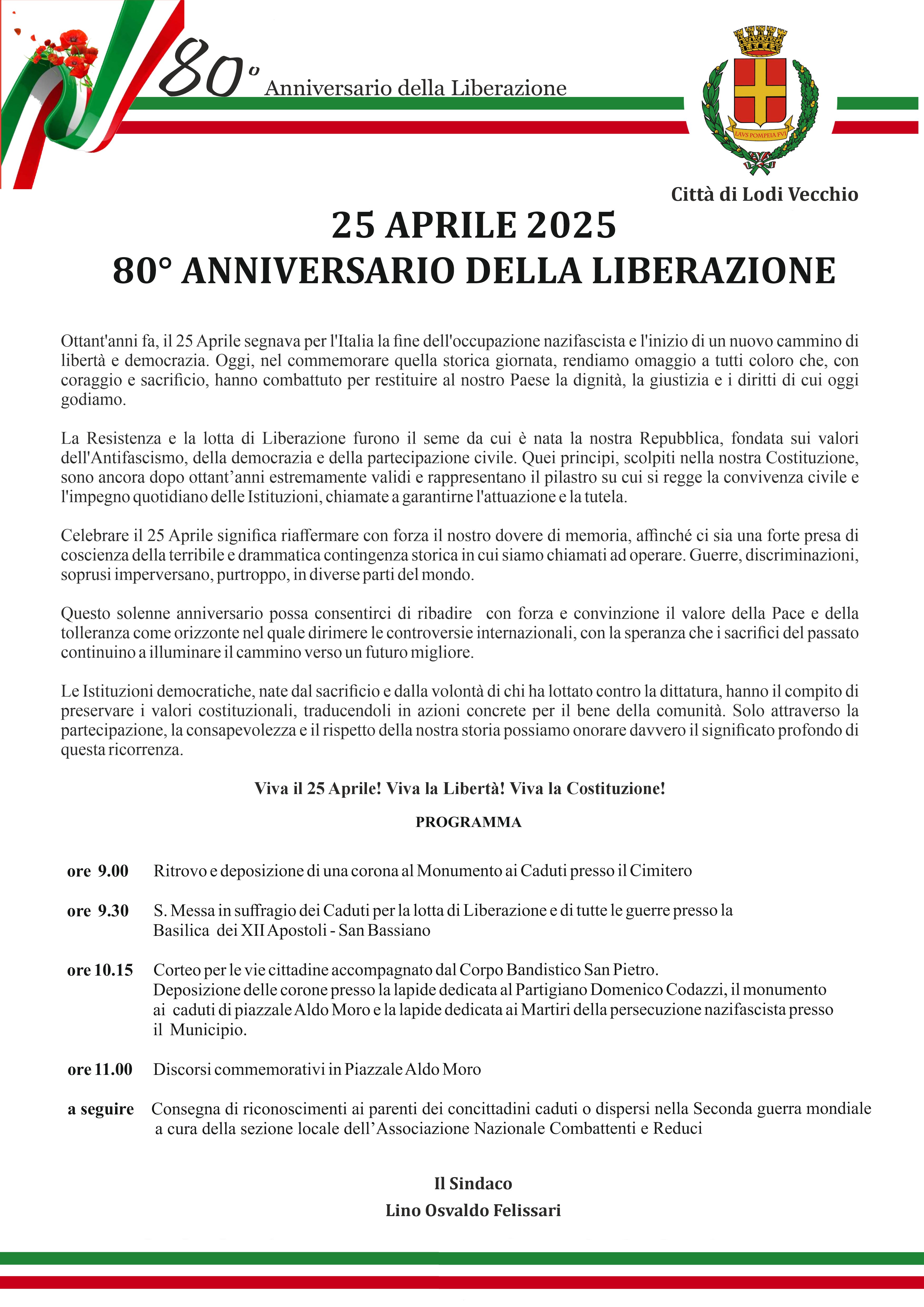 Celebrazione del 25 aprile 2025
